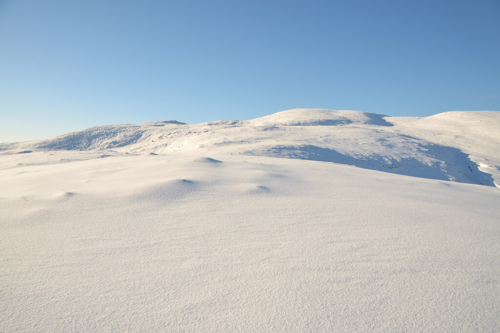 Unpacked snow is close to a lambertian material. &ldquo;Snowy Hillside, Creag a&rsquo; Bhealaich, Sutherland&rdquo; by Andrew Tryon, Creative Commons.